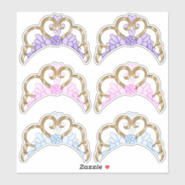 Roze, Paarse en Blauwe, Gouden Tiara Sticker Blad