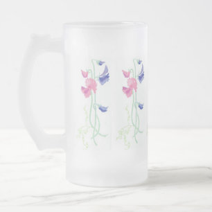 Roze, Paarse en blauwe handbeschilderde suikererwt Matglas Bierpul