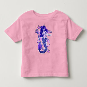 Roze Paarse En Blauwe Retro Pin-Up Zeemeermin Kinder Shirts