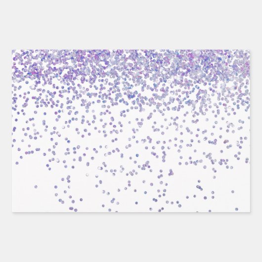 Roze Paarse en Blauwe Sequin Sparkles Inpakpapier Vel (Voorkant 2)