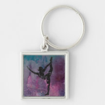 Roze, Paarse en blauwe Sleutelhanger Yoga Girl