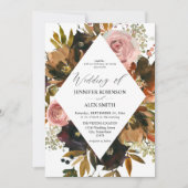 Roze, Paarse en gouden bruiloft Kaart (Voorkant)