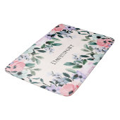 Roze Paarse en groene Floral Waterverf Badmat (Gekanteld)