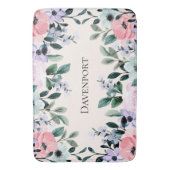 Roze Paarse en groene Floral Waterverf Badmat (Voorkant Verticaal)