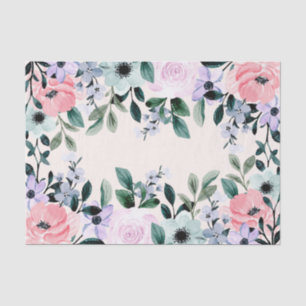 Roze Paarse en groene Floral Waterverf Tissuepapier