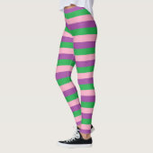 Roze, Paarse en groene strepen Leggings (Links)