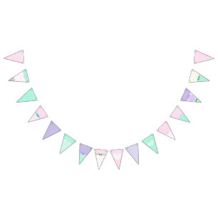 Roze, Paarse en groene vlag Garland Vlaggetjes