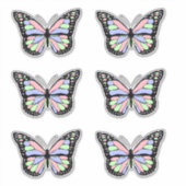 Roze, Paarse en groene vlinder Sticker (Voorkant)