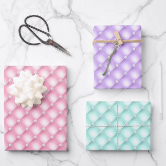 Roze, Paarse en Mint Tufted Pearls Inpakpapier Vel