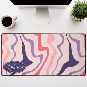 Roze, Paarse en Pruim Retro Groovy Golven Bureaumat