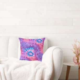 Roze Paarse en Turquoise Spiraal Psybaltische Tie Kussen