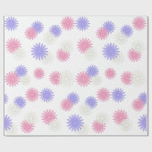 Roze Paarse en witte Daisy Flowers Wrapping Paper Cadeaupapier (Vlak)