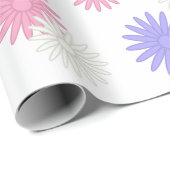 Roze Paarse en witte Daisy Flowers Wrapping Paper Cadeaupapier (Rol Hoek)