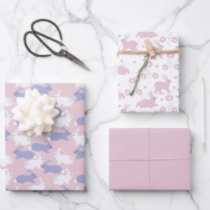 Roze, Paarse en witte konijnenpaas Inpakpapier Vel