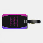 Roze Paarse en zwarte monogram Bagagelabel (Achterkant horizontaal)