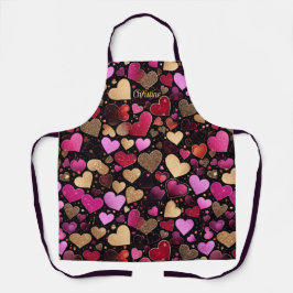 Roze paarse faux gouden harten moderne aangepaste  schort