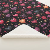 Roze paarse faux gouden harten moderne aangepaste sherpa deken (3/4)