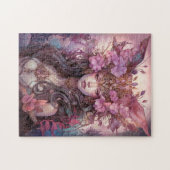 Roze Paarse feestkoningin Fantasy Art Legpuzzel (Horizontaal)