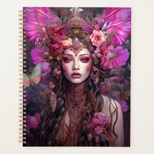 Roze Paarse feestkoningin Fantasy Art Planner (Voorkant)
