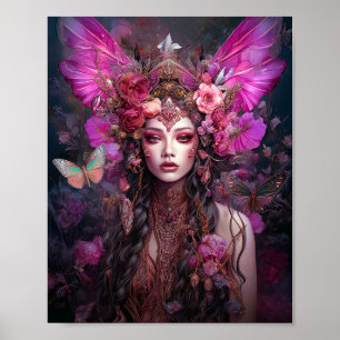 Roze Paarse feestkoningin Fantasy Art Poster