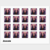 Roze Paarse feestkoningin Fantasy Art Vierkante Sticker (Vel)