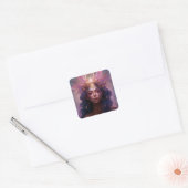 Roze Paarse feestkoningin Fantasy Art Vierkante Sticker (Envelop)