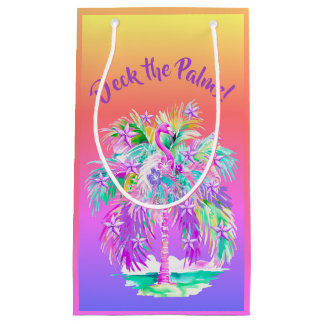 Roze Paarse Flamingo Tropisch Eiland Gepersonalise Klein Cadeauzakje