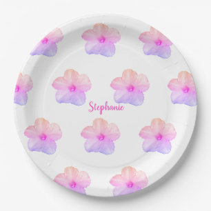 Roze Paarse Floral Birthday Wedding Vrijgezellenfe Papieren Bordje