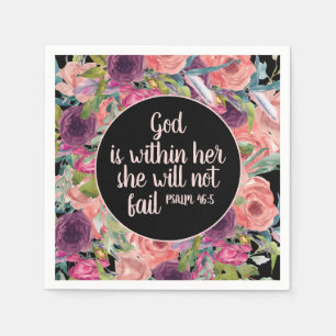 Roze Paarse Floral Black Christelijke Bijbel Servet