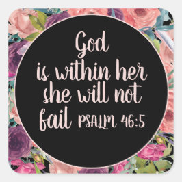 Roze Paarse Floral Christelijke bijbelGod binnen h Vierkante Sticker