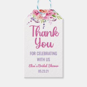 Roze Paarse Floral Vrijgezellenfeest Hartelijk dan Cadeaulabel