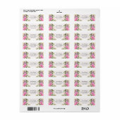 Roze Paarse Floral Weddenschap Terugkeeradres labe Etiket (Full Sheet)