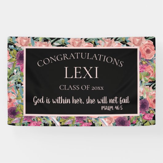 Roze Paarse Florence Afstuderen Christelijke Bijbe Spandoek (Horizontaal)
