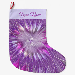 Roze Paarse Flower Star Abstract fractal Art Name Grote Kerstsok
