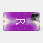 ROZE PAARSE FUCHSIA FRACTAL LIGHT WAVES MONOGRAM Case-Mate iPhone CASE (Achterkant (horizontaal))