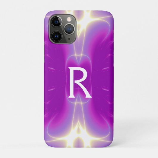 ROZE PAARSE FUCHSIA FRACTAL LIGHT WAVES MONOGRAM Case-Mate iPhone CASE (Achterkant)