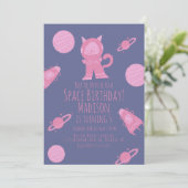 Roze Paarse Galaxy Verjaardagsuitnodiging Space Ca Kaart (Staand voorkant)