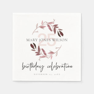 ROZE PAARSE GEBLADERTE KRANS ELKE LEEFTIJD 25E VER SERVET