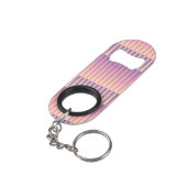 Roze Paarse geel gestreepte patroon Mini Flessenopener (Achterkant Gekanteld)