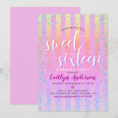 Roze Paarse Geel Sweet Sixteen Verjaardagsscript Kaart (Voorkant / Achterkant)
