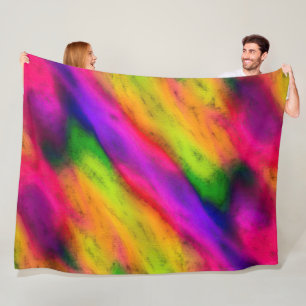 Roze Paarse Gele Groene Tie Dye Fleece Deken