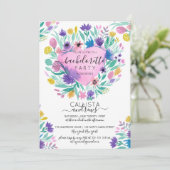 Roze Paarse Gele Hart Bloemen Blad Bachelorette Kaart (Staand voorkant)