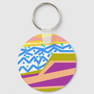 Roze Paarse Gele Sunset Yacht Sleutelhanger