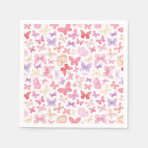 Roze Paarse Gele Vlinders Feest Servet
