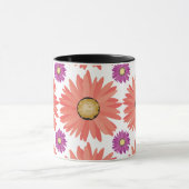 Roze Paarse Gerber Daisy Flowers Floral Pattern Mok (Midden)