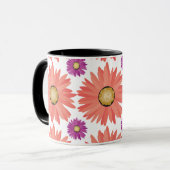 Roze Paarse Gerber Daisy Flowers Floral Pattern Mok (Voorkant links)