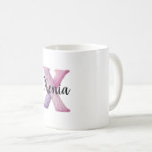 Roze Paarse Gezellige Letter X Naam Koffiemok (Voorkant rechts)
