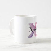 Roze Paarse Gezellige Letter X Naam Koffiemok (Voorkant links)