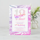 Roze Paarse glitter 12e verjaardag Kaart (Staand voorkant)