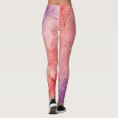 Roze Paarse Glitter Abstract Ink Waterverf Paint Leggings (Achterkant)